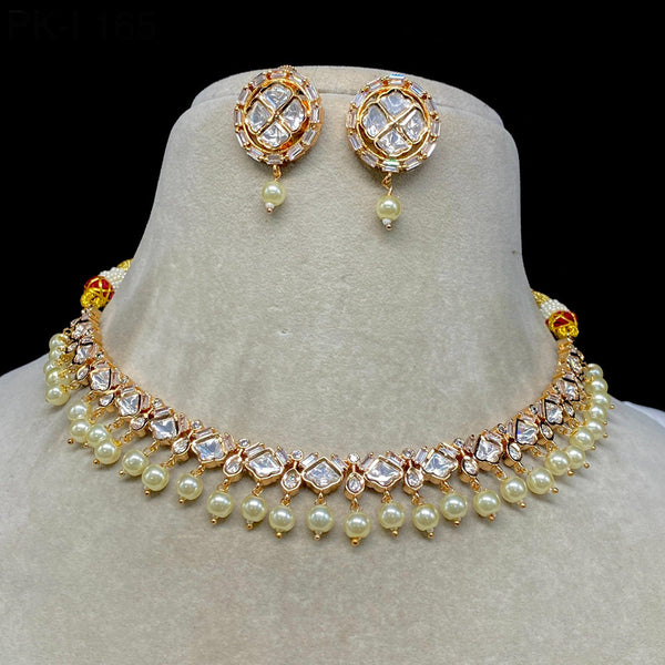 Amoliya Jewels Brass Polki Kundan Designer Necklace Set