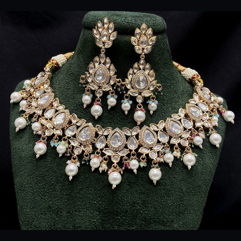 Amoliya Jewels Brass Polki Kundan Designer Necklace Set