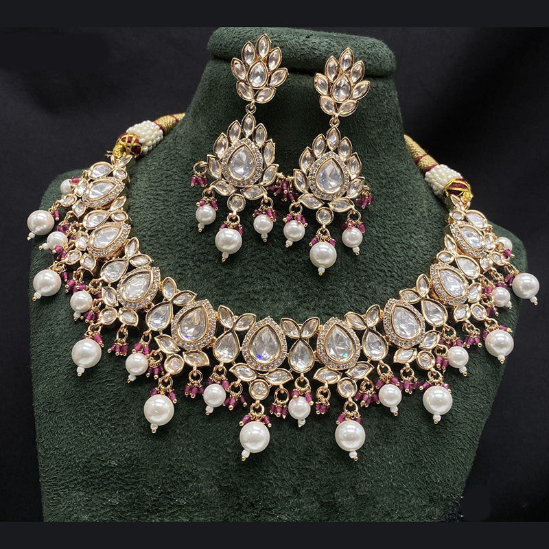 Amoliya Jewels Brass Polki Kundan Designer Necklace Set