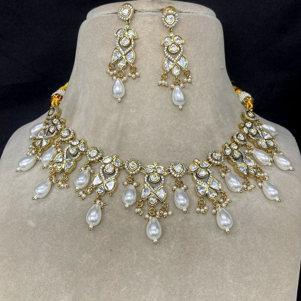 Amoliya Jewels Brass Polki Kundan Designer Necklace Set