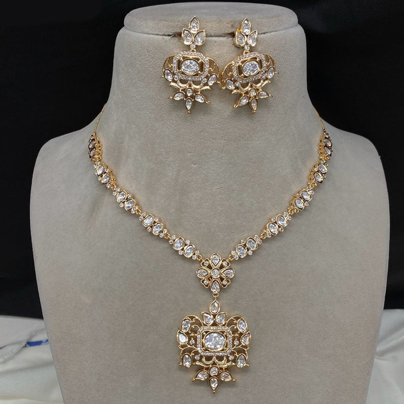 Amoliya Jewels Brass Polki Kundan Designer Necklace Set