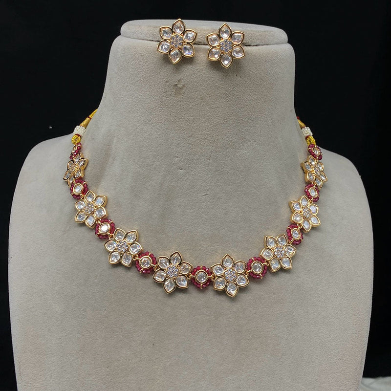 Amoliya Jewels Brass Polki Kundan Designer Necklace Set