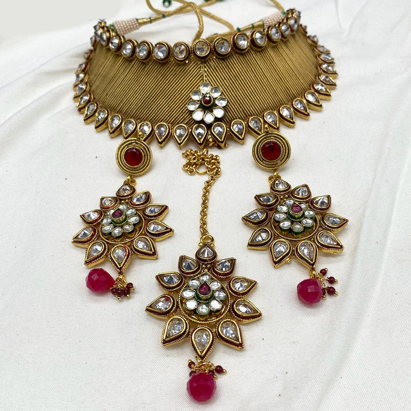 Amoliya Jewels Brass Polki Kundan Designer Choker Necklace Set