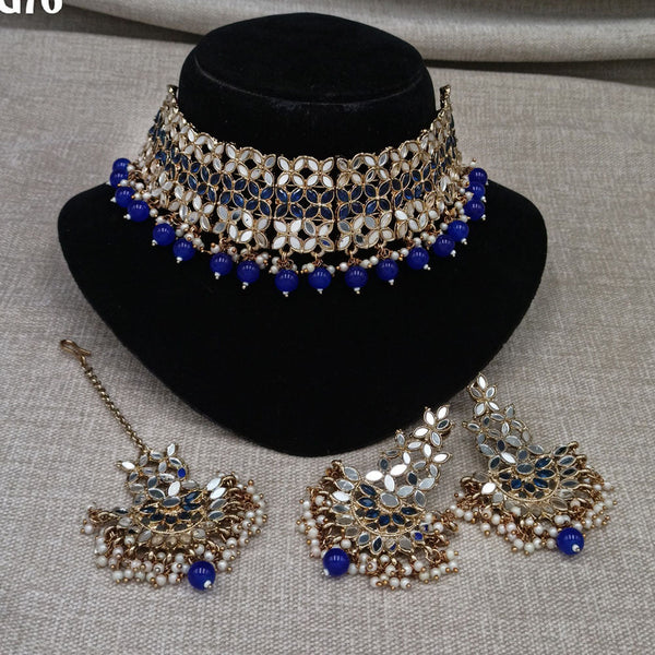 Amoliya Jewels Choker Mirror Necklace Set