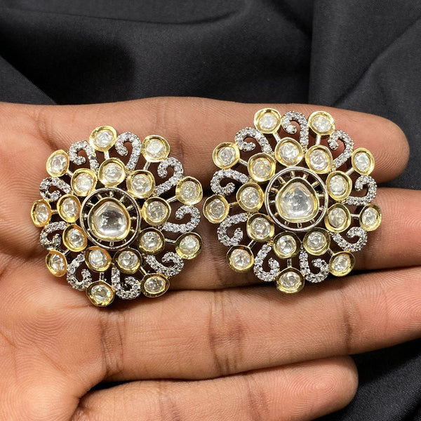 Amoliya Jewels Brass Polki Kundan Stud Earrings