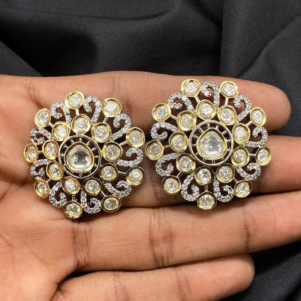 Amoliya Jewels Brass Kundan Stud Earrings