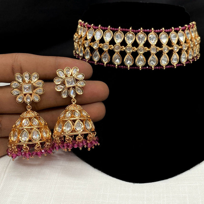 Amoliya Jewels Polki Kundan Choker Necklace Set