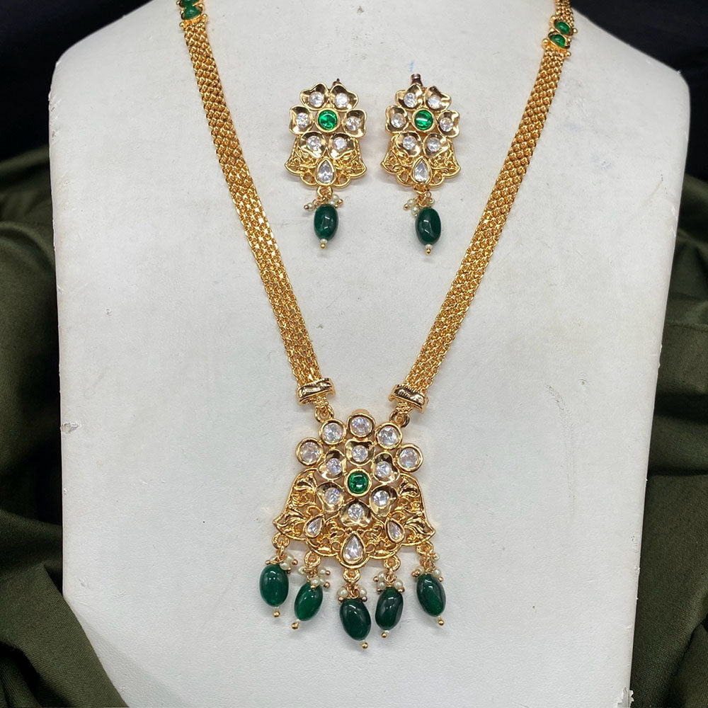 Amoliya Jewels Gold Plated Polki Kundan Necklace Set