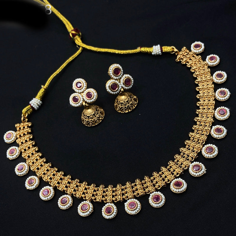 Amoliya Jewels Gold Plated Kundan Necklace Set