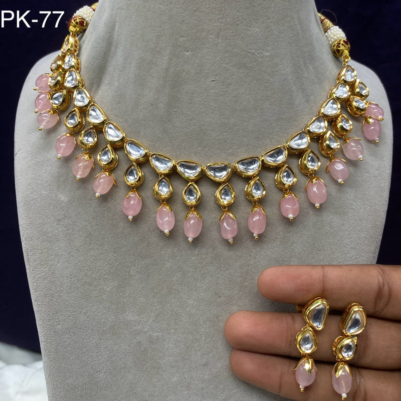 Amoliya Jewels Polki Kundan Brass Necklace Set