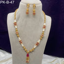 Amoliya Jewels Gold Plated Moti Long Necklace Set