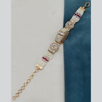 Amoliya Jewels Gold Plated Polki Kundan And Pearl Bracelet