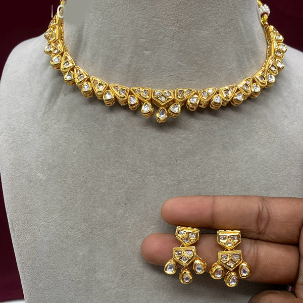 Amoliya Jewels Gold Plated Polki Kundan Necklace Set