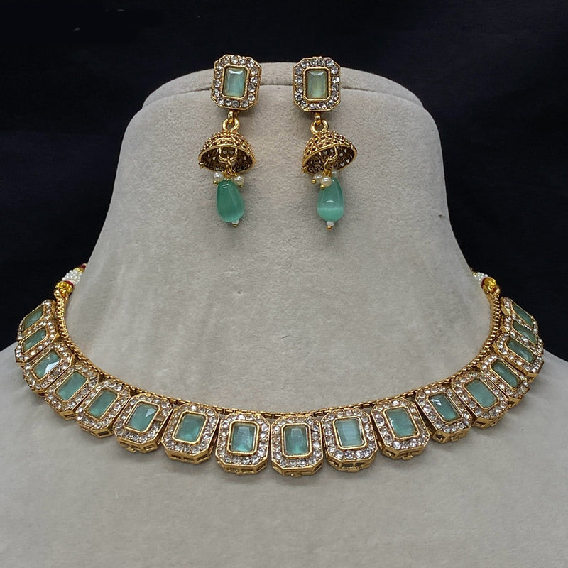 Amoliya Jewels Gold Plated Crystal Necklace Set