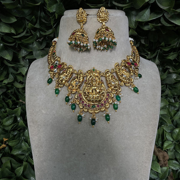 Amoliya Jewels Gold Plated Temple Necklace Set