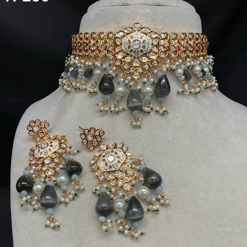 Amoliya Jewels Gold Plated Polki Kundan Choker Necklace Set