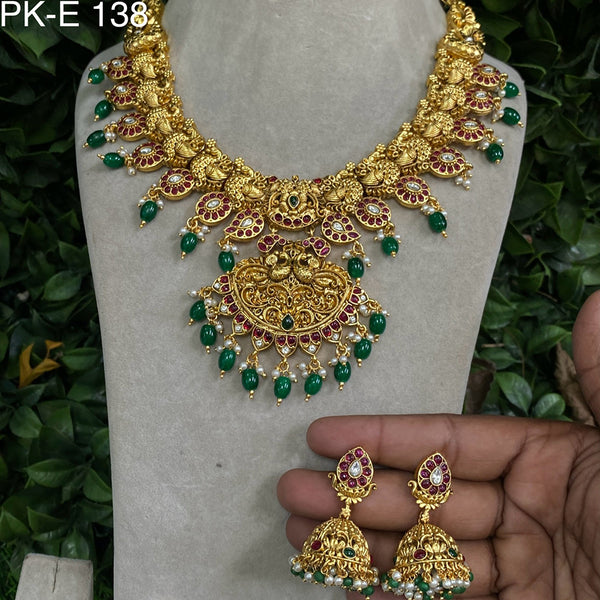 Amoliya Jewels Gold Plated Peacock Design Necklace Set