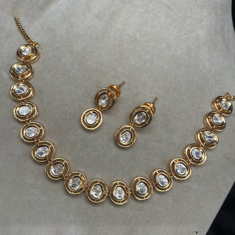 Amoliya Jewels Gold Plated Polki Kundan Necklace Set