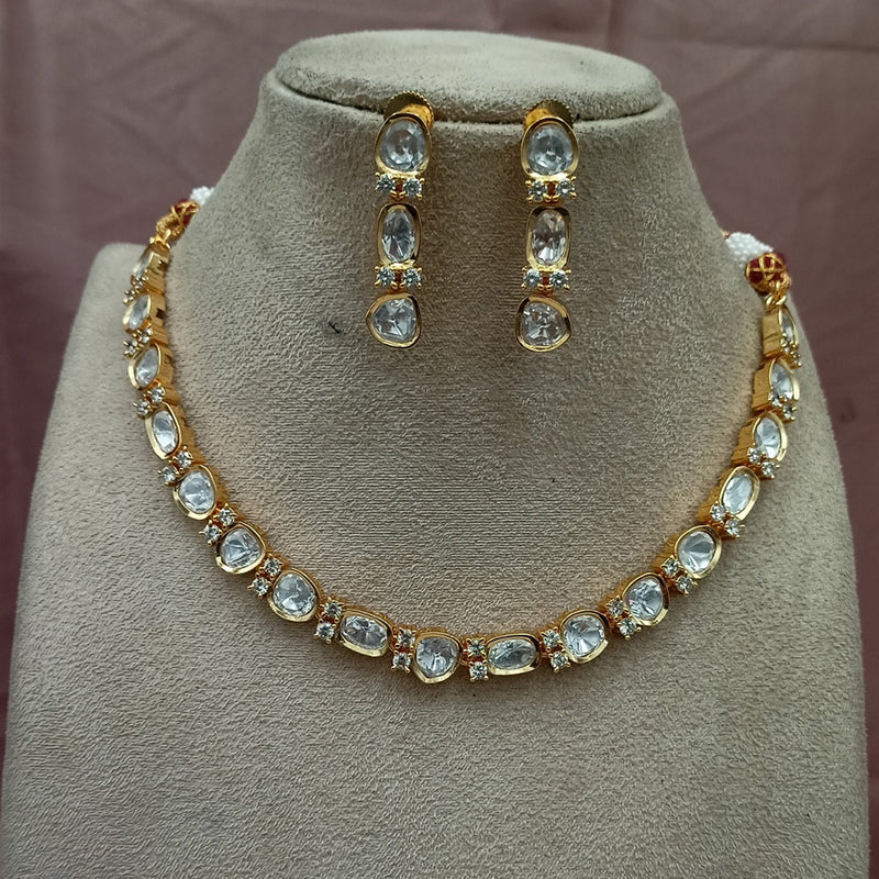 Amoliya Jewels Gold Plated Polki Kundan Necklace Set