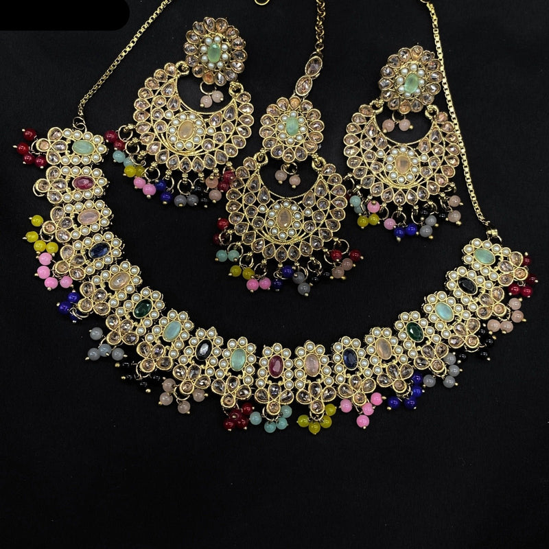 Amoliya Jewels Crystal And Austrian Stone Necklace Set