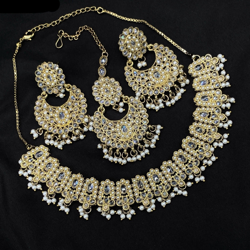 Amoliya Jewels Crystal And Austrian Stone Necklace Set