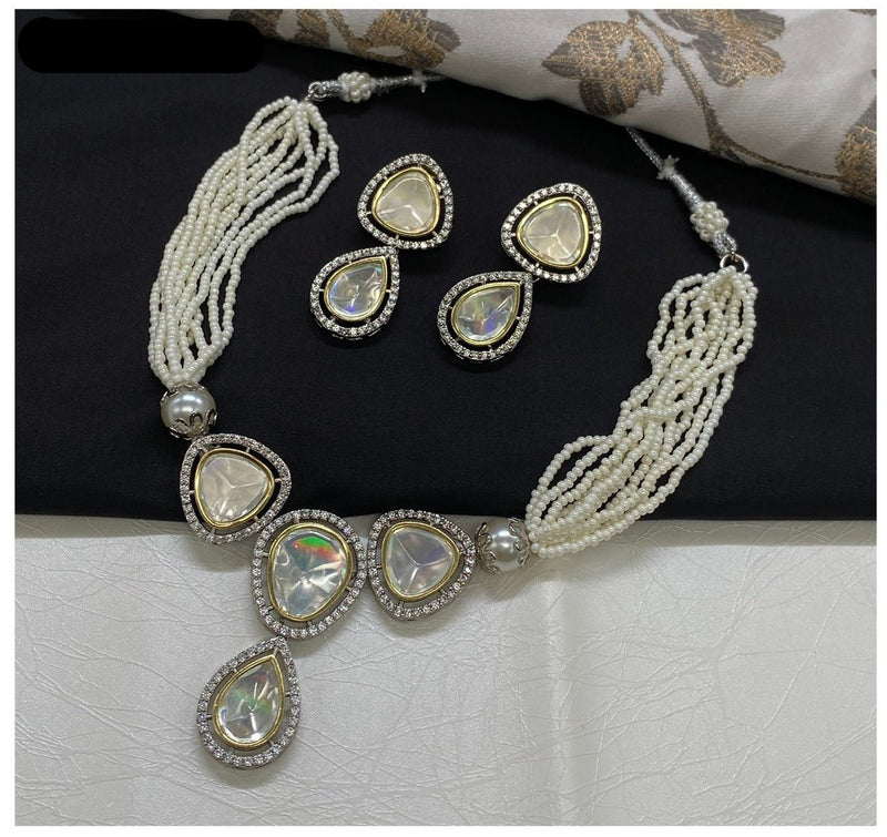 Amoliya Jewels Polki Kundan Pearl Necklace Set