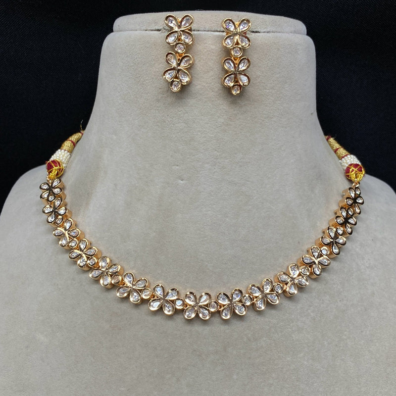 Amoliya Jewels Polki Kundan Floral Necklace Set