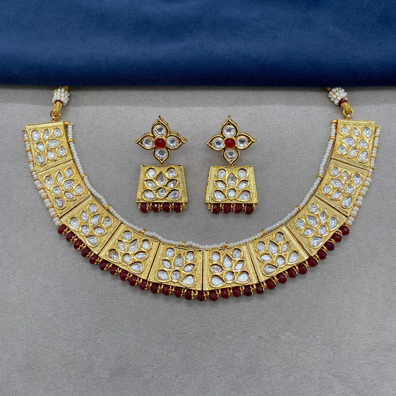 Amoliya Jewels Gold Plated Polki Kundan Necklace Set