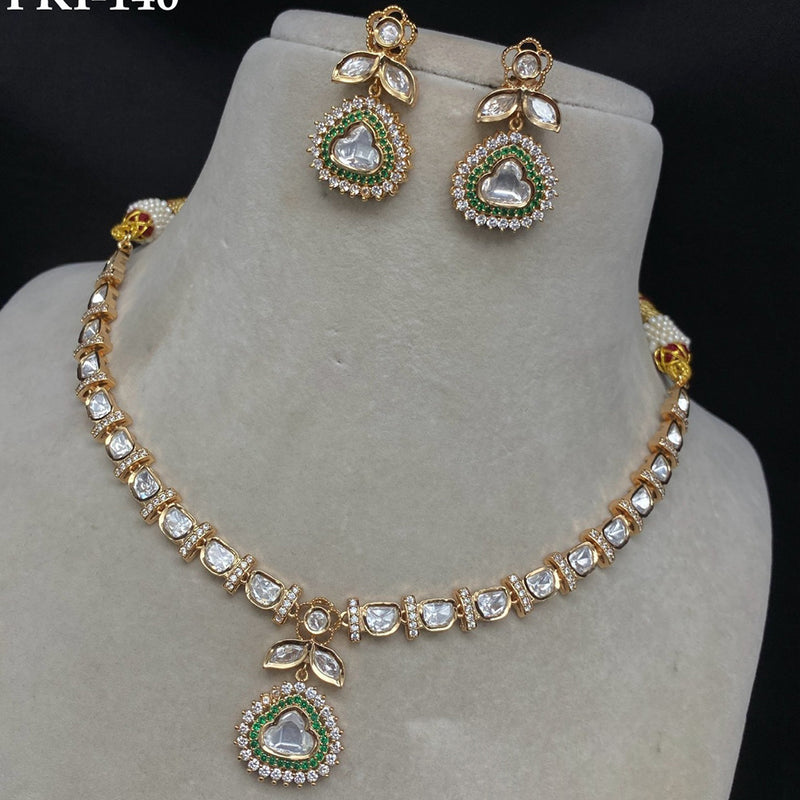 Amoliya Jewels Gold Plated Polki Kundan Necklace Set