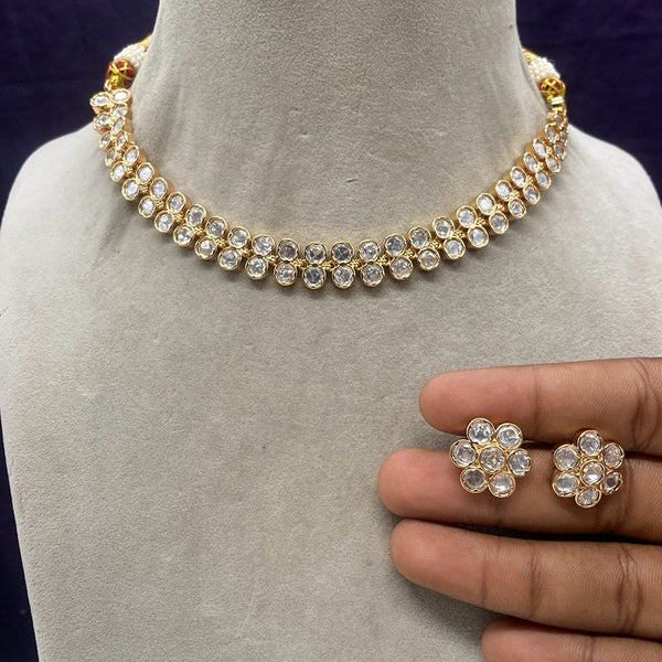 Amoliya Jewels Gold Plated Polki Kundan Necklace Set