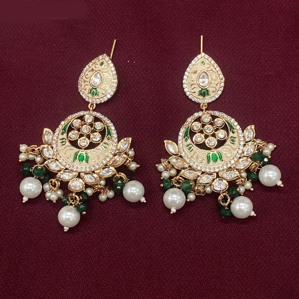 Amoliya Jewels Gold Plated Polki Kundan And Meenakari Dangler Earrings