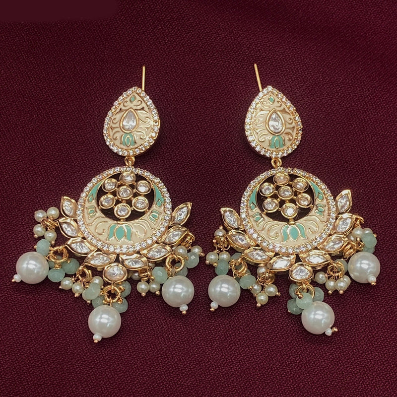 Amoliya Jewels Gold Plated Polki Kundan And Meenakari Dangler Earrings