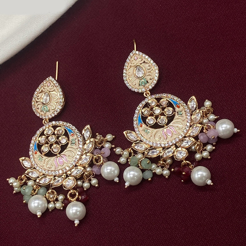 Amoliya Jewels Gold Plated Polki Kundan And Meenakari Dangler Earrings