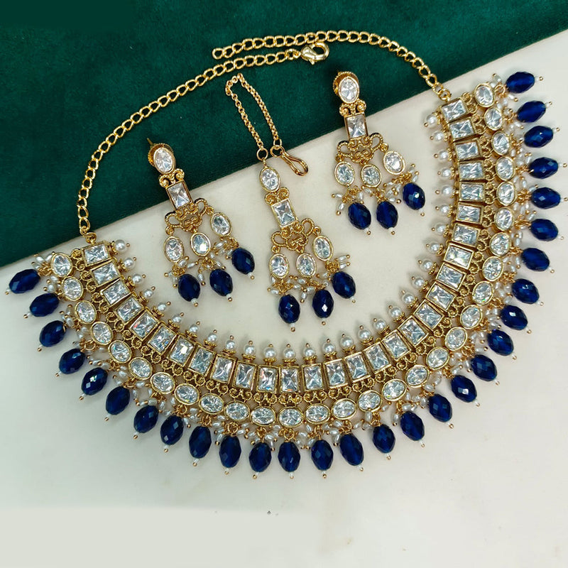 Amoliya Jewels Gold Plated Polki Kundan And Pearls Necklace Set