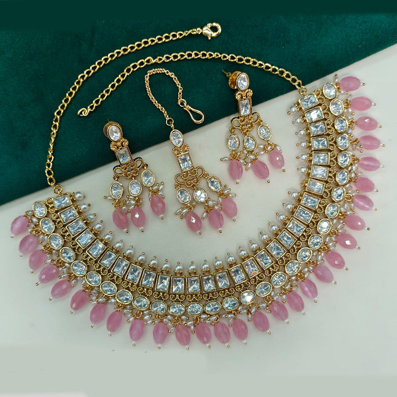 Amoliya Jewels Gold Plated Polki Kundan And Pearls Necklace Set