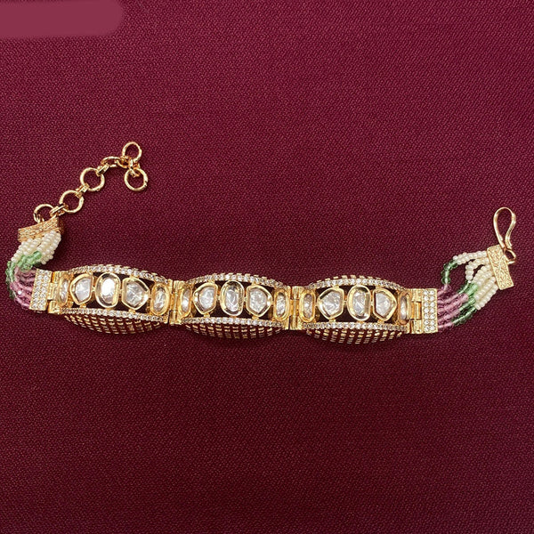 Amoliya Jewels Gold Plated Polki Kundan And Pearl Bracelet