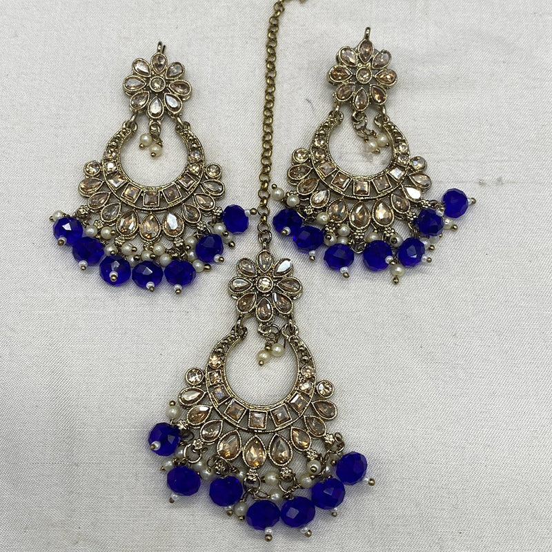 Amoliya Jewels Crystal Stone Earrings With Maangtikka