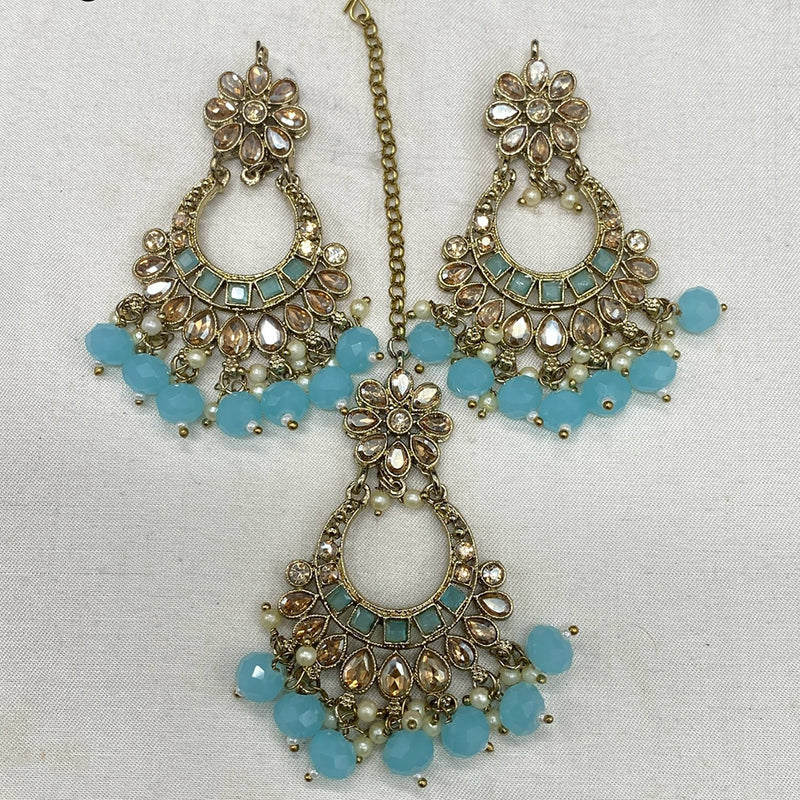 Amoliya Jewels Crystal Stone Earrings With Maangtikka