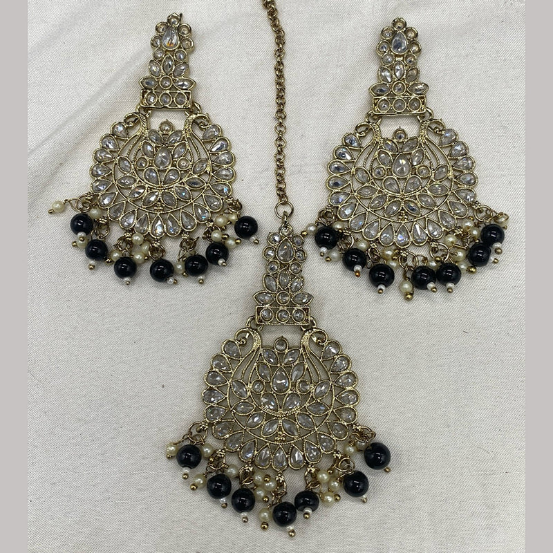 Amoliya Jewels Crystal Stone Earrings With Maangtikka Set