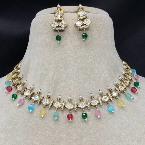 Amoliya Jewels Polki Kundan & Pearl Necklace Set