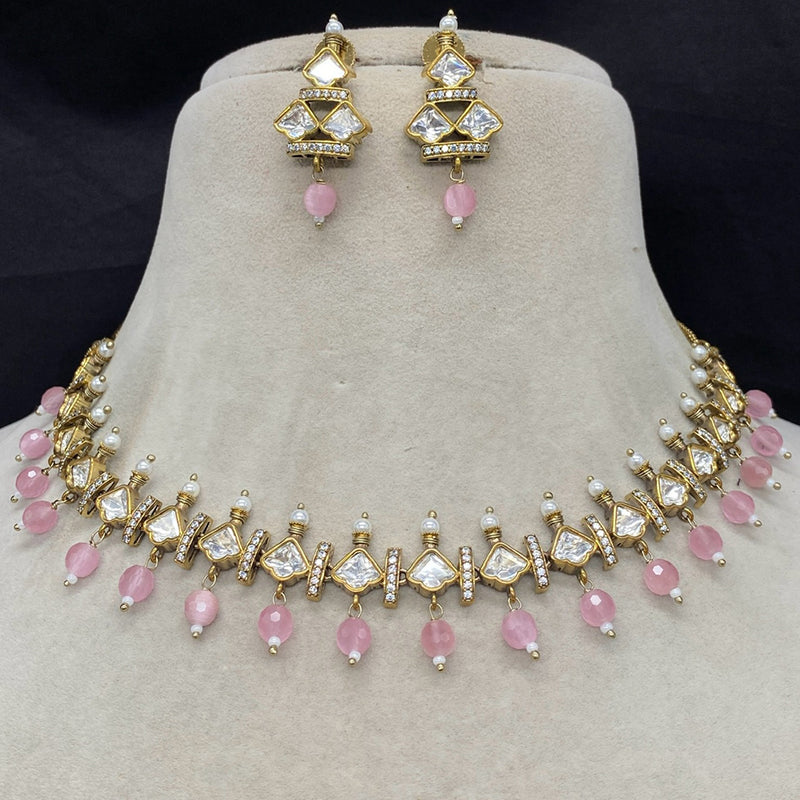 Amoliya Jewels Polki Kundan & Pearl Necklace Set