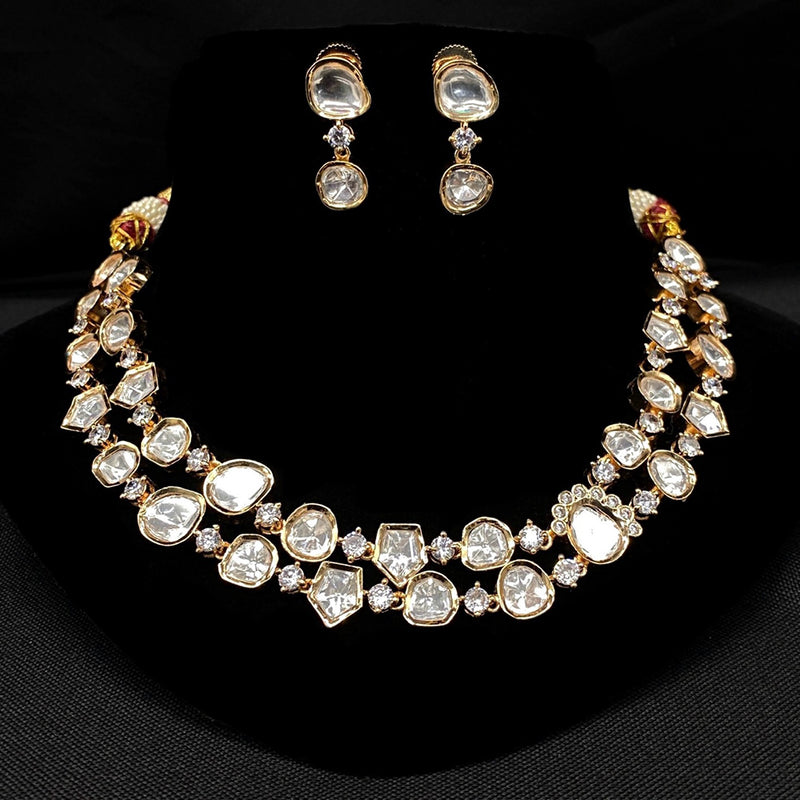 Amoliya Jewels Gold Plated Polki Kundan Necklace Set