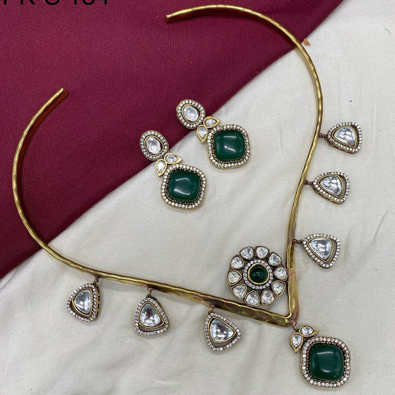 Amoliya Jewels Gold Plated Polki Kundan Necklace Set