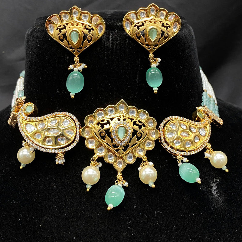 Amoliya Jewels Gold Plated Polki Kundan Choker Necklace Set