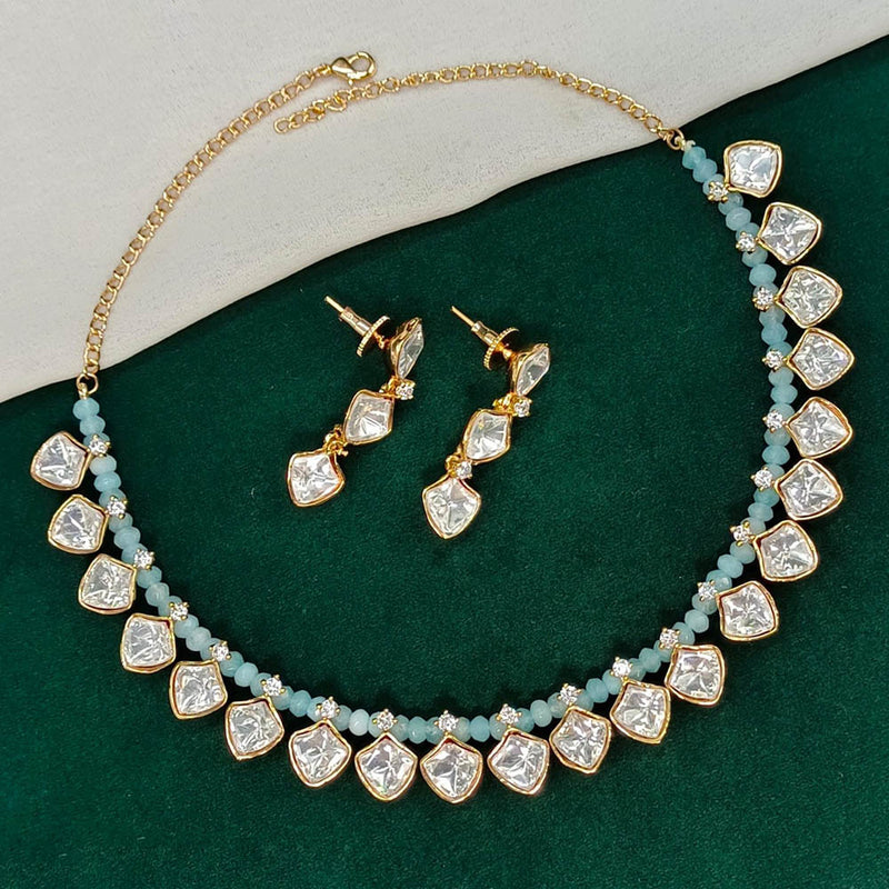 Amoliya Jewels Gold Plated Polki Kundan Necklace Set