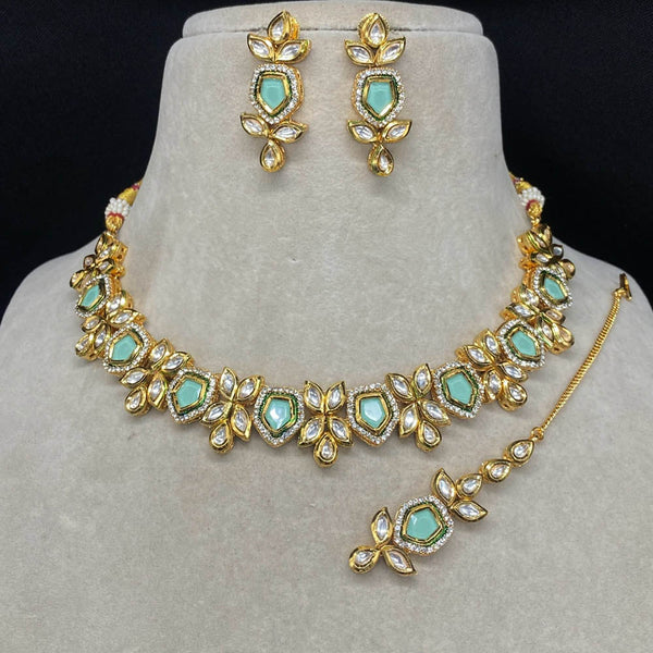 Amoliya Jewels Gold Plated Polki Kundan Choker Necklace Set