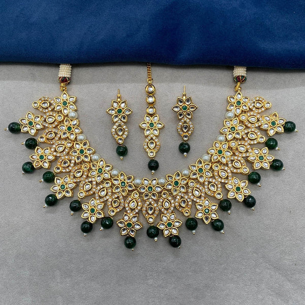 Amoliya Jewels Gold Plated Polki Kundan Necklace Set