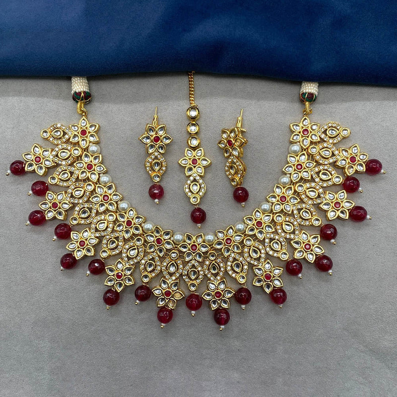 Amoliya Jewels Gold Plated Polki Kundan Necklace Set