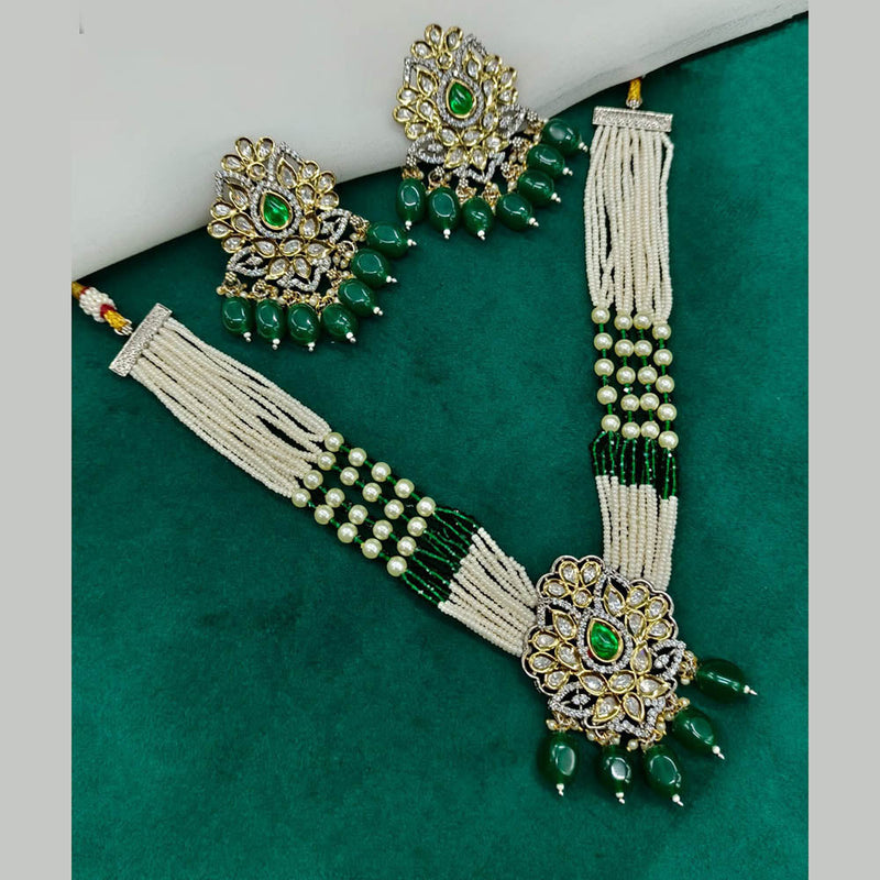 Amoliya Jewels Gold Plated Polki Kundan Necklace Set