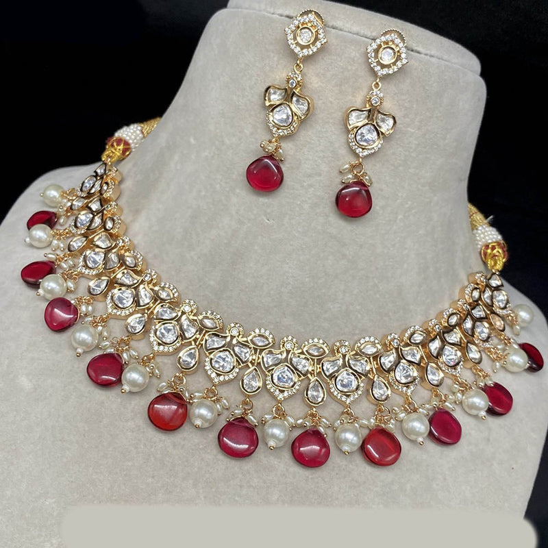 Amoliya Jewels Gold Plated Polki Kundan Choker Necklace Set